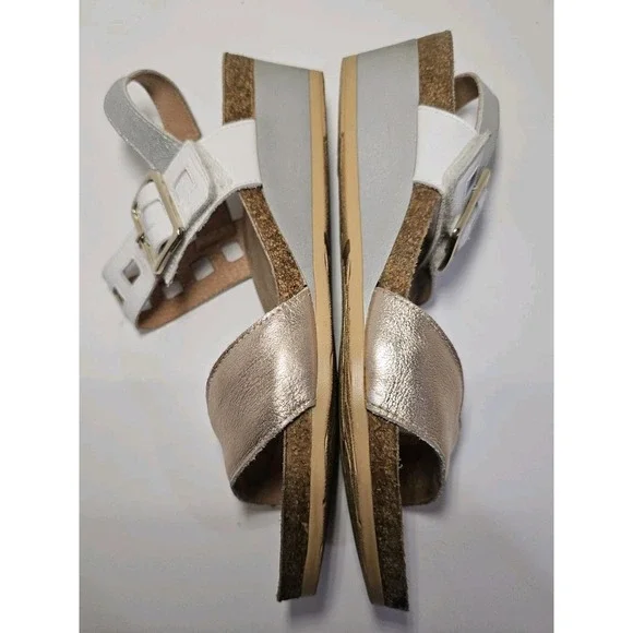 Naot Womens Dynasty Sandals EU 41 US 10 Rose Gold White Leather Wedge - Picture 4 of 10